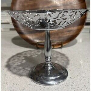 Vintage Krome Kraft Farber Brothers Ornate Chrome Compote Serving Bowl w Stand 5